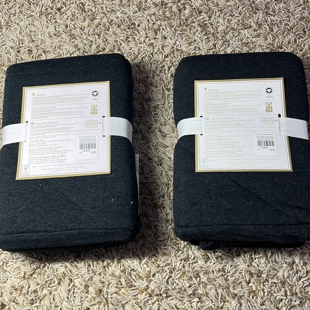 Pottery Barn Organic Favorite Tee Standard Sham NWT Heathered black.